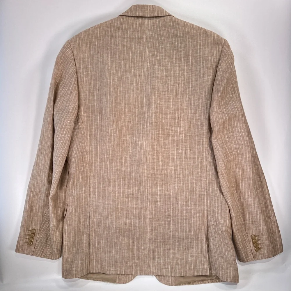 Lauren Ralph Lauren Linen Pinstripe Sport Coat Mens M Tan Coastal Quiet Luxury - Picture 7 of 13